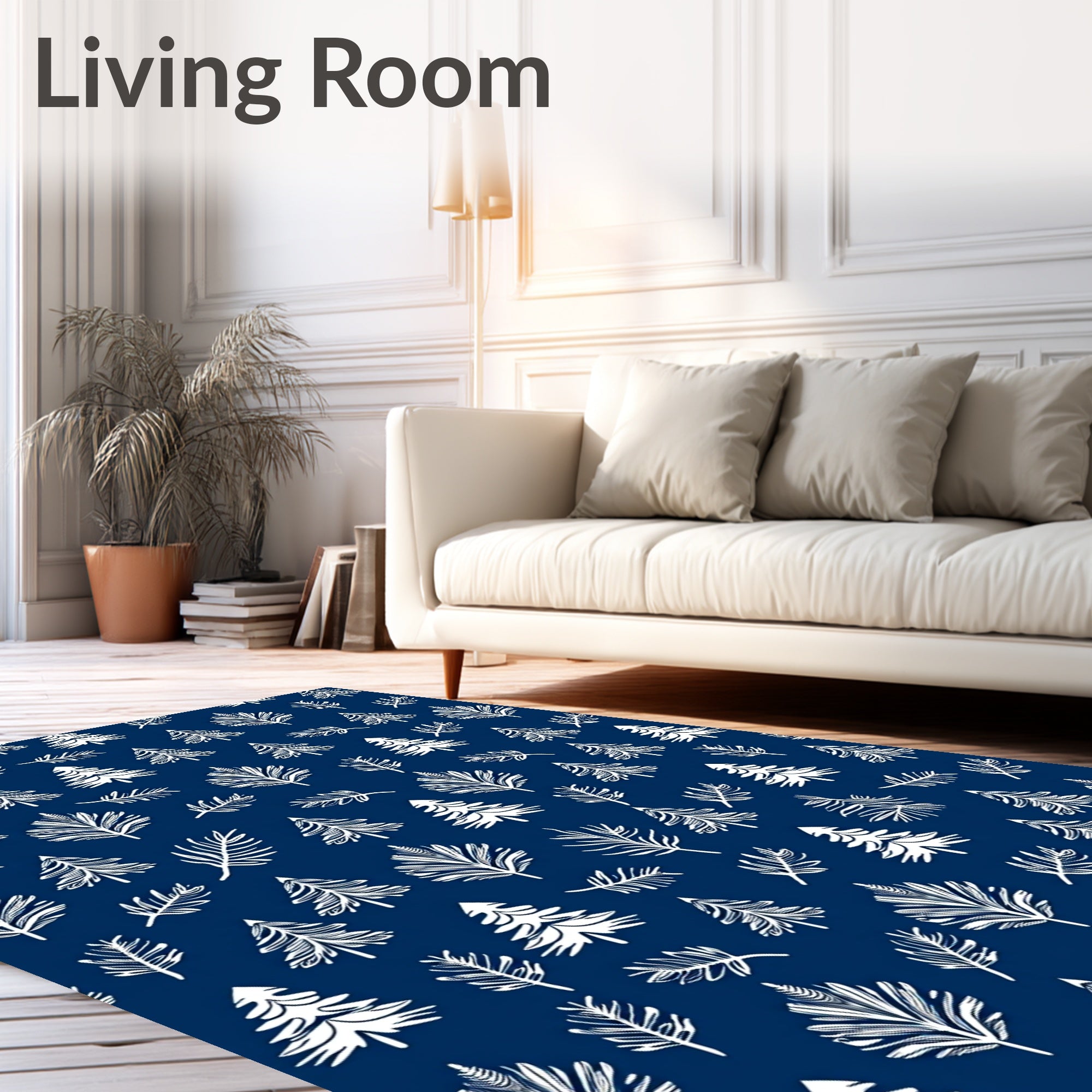 White Pine Forest Dark Blue Background Rug