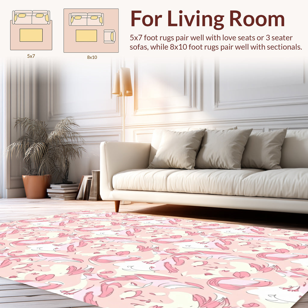 Elegant Pink Floral Pattern Design Rug