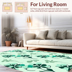 Mint Green Floral Vine Pattern Rug