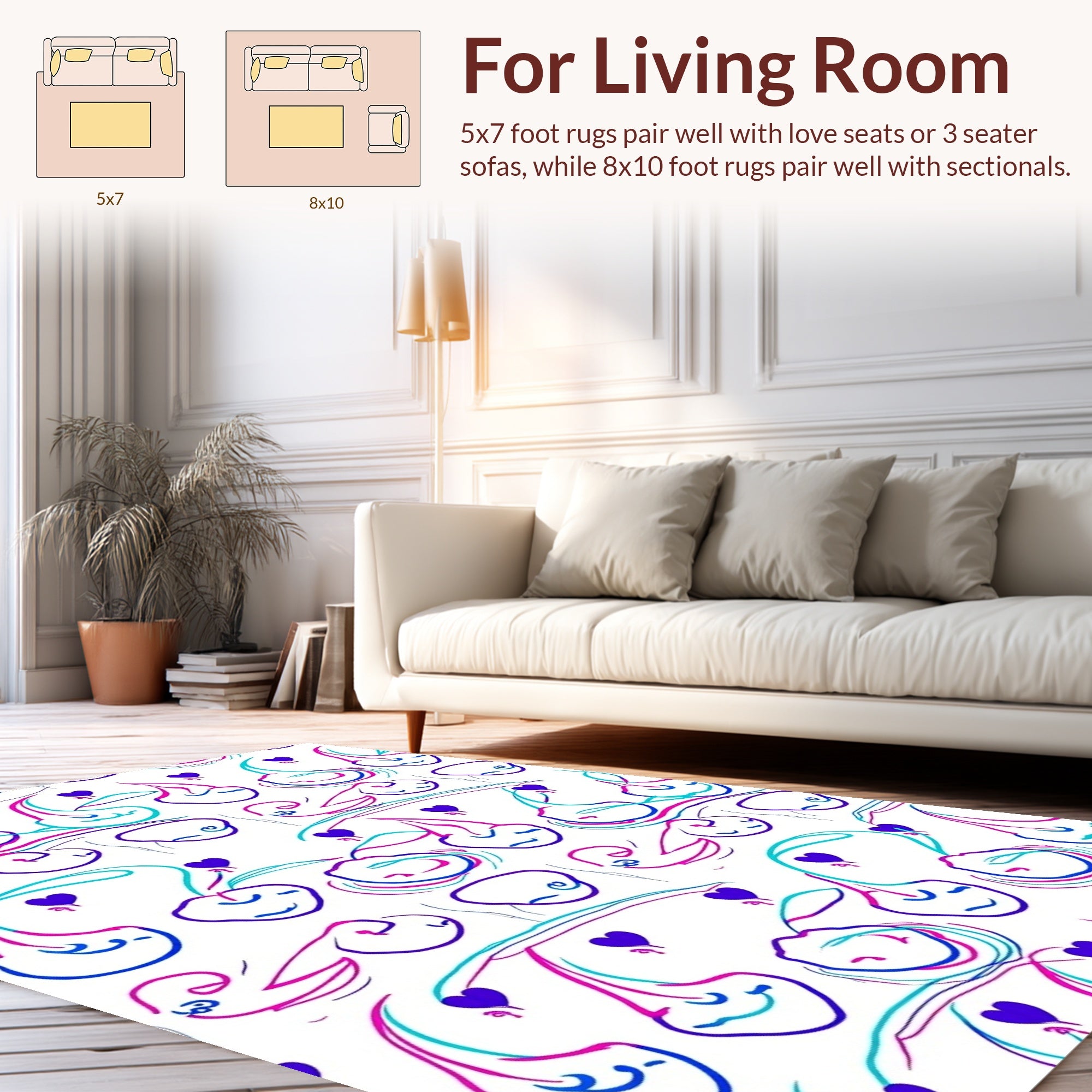 Whimsical Cherries with Heart Pattern Rug