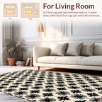 Art Deco Black Starburst Floral Pattern Rug