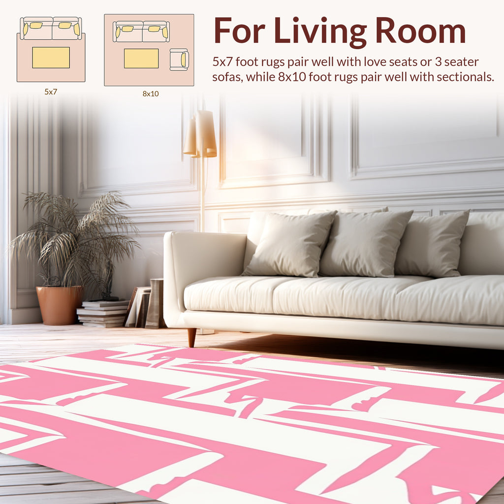 Abstract Pink Geometric Block Design Rug