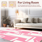 Abstract Pink Geometric Block Design Rug