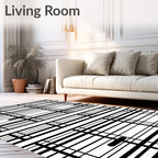 Bold Grid Striped Design Rug
