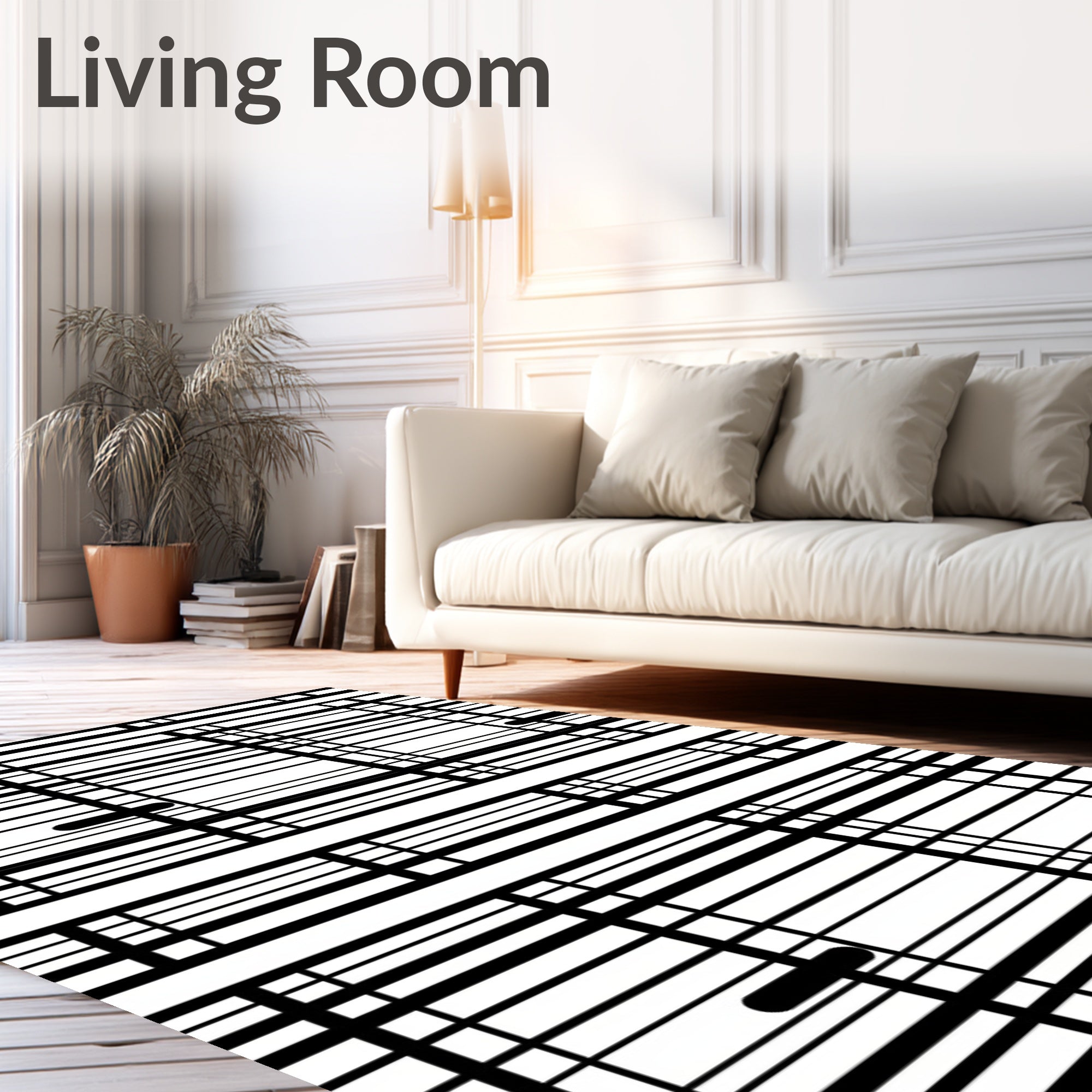 Bold Grid Striped Design Rug