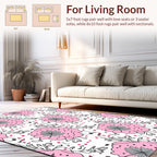 Pink Floral Dot Pattern Rug