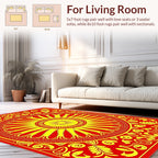 Vibrant Red Yellow Sunburst Mandala Rug