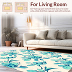 Abstract Teal Floral Pattern Rug