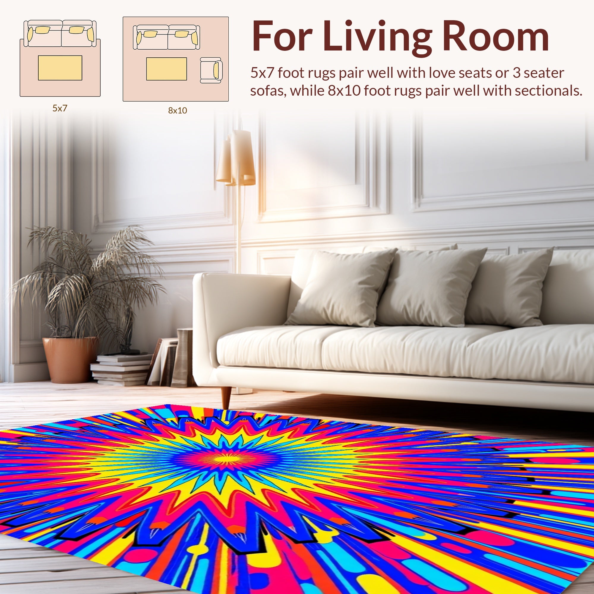 Vibrant Starburst Geometric Abstract Design Rug