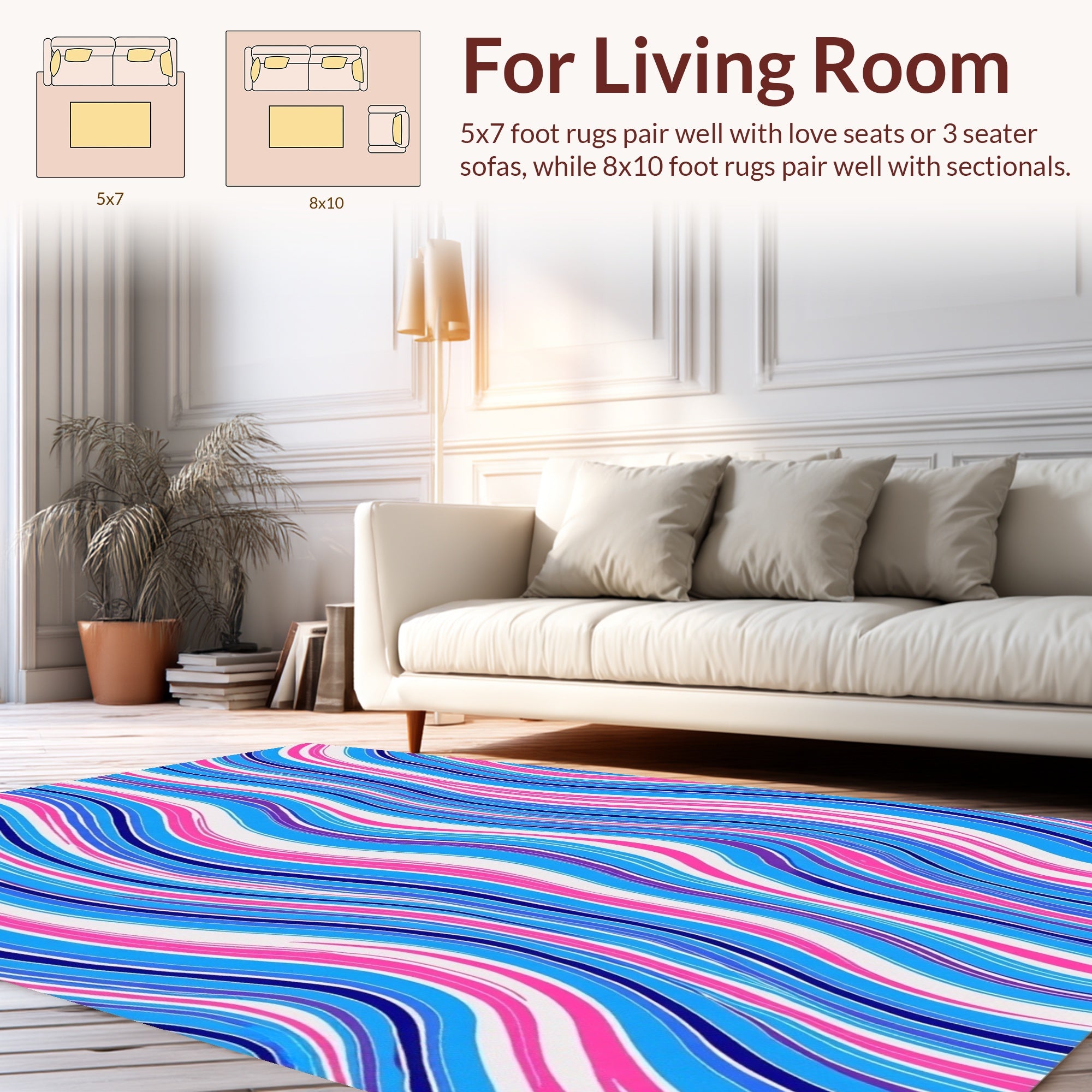 Vibrant Wavy Stripe Pattern Rug