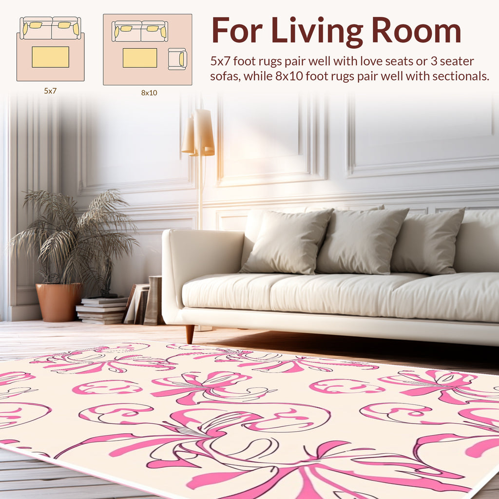 Pink Floral Swirl Pattern Rug