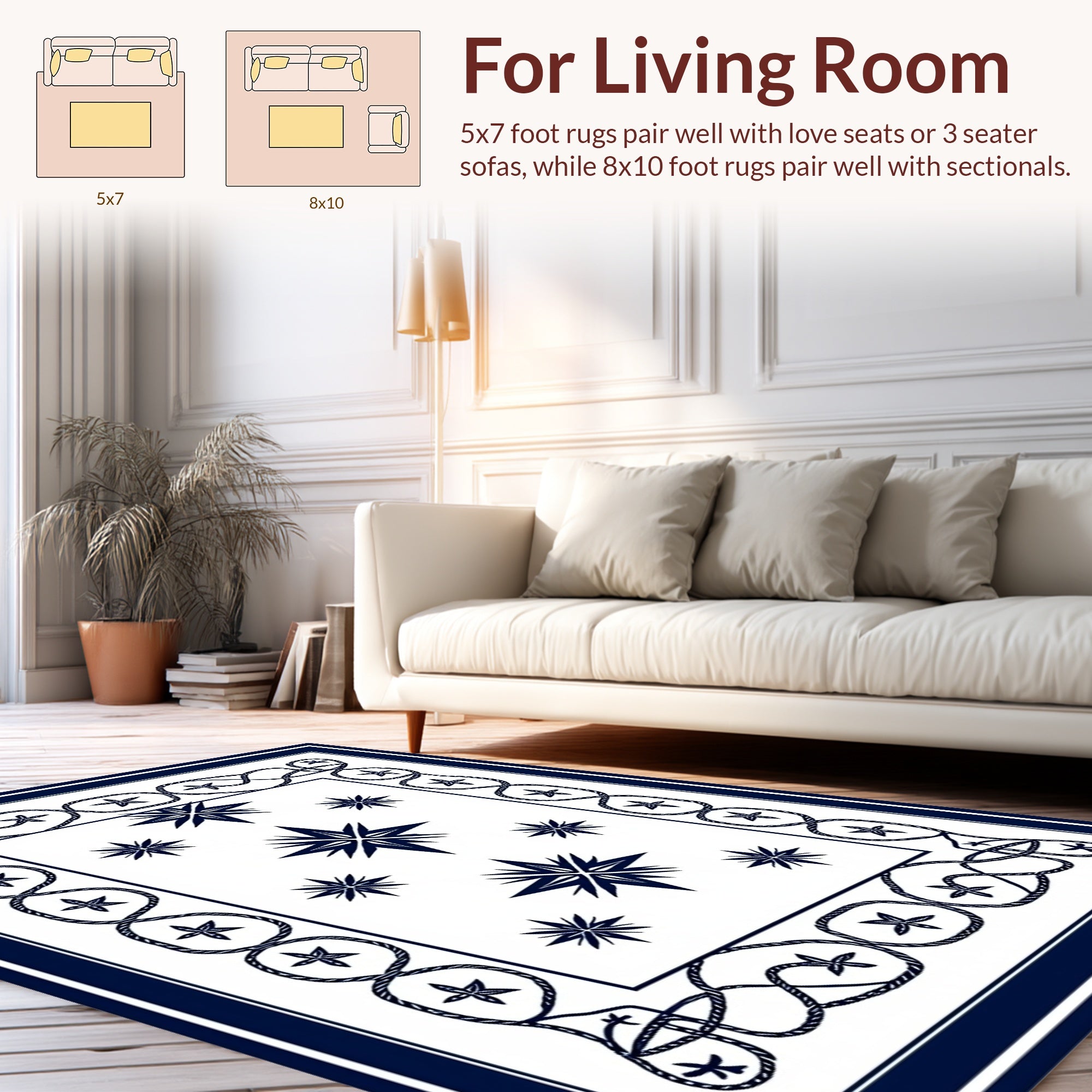 Nautical Star Rope Pattern Rug