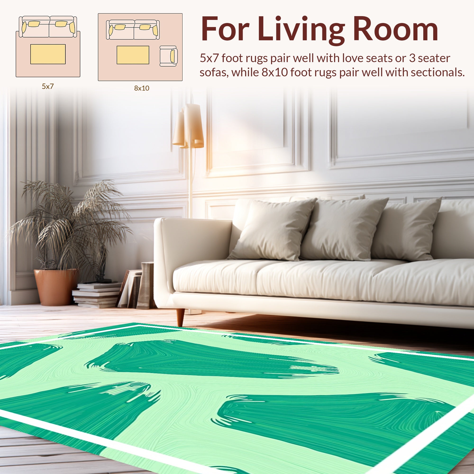 Teal Abstract Brushstroke Pattern Rug