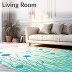Blue Butterfly Meadow Floral Arrangement Rug