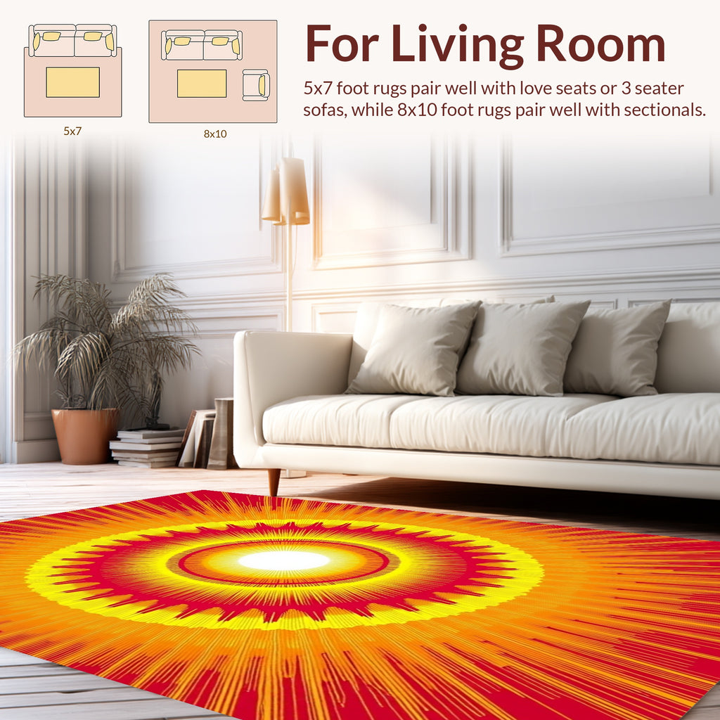 Radiant Sunburst Geometric Design Rug