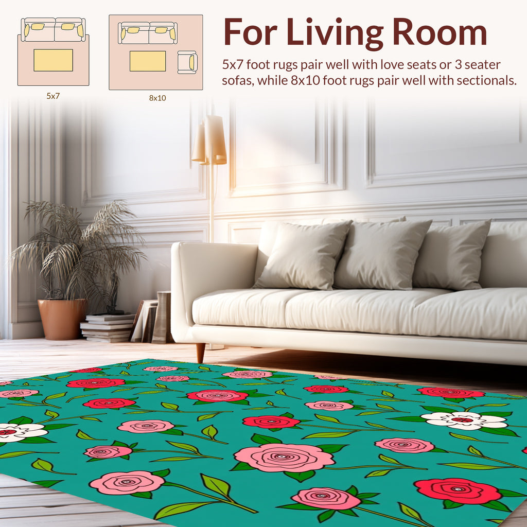 Whimsical Floral Pattern Rug