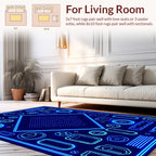 Futuristic Neon Geometric Circuit Rug