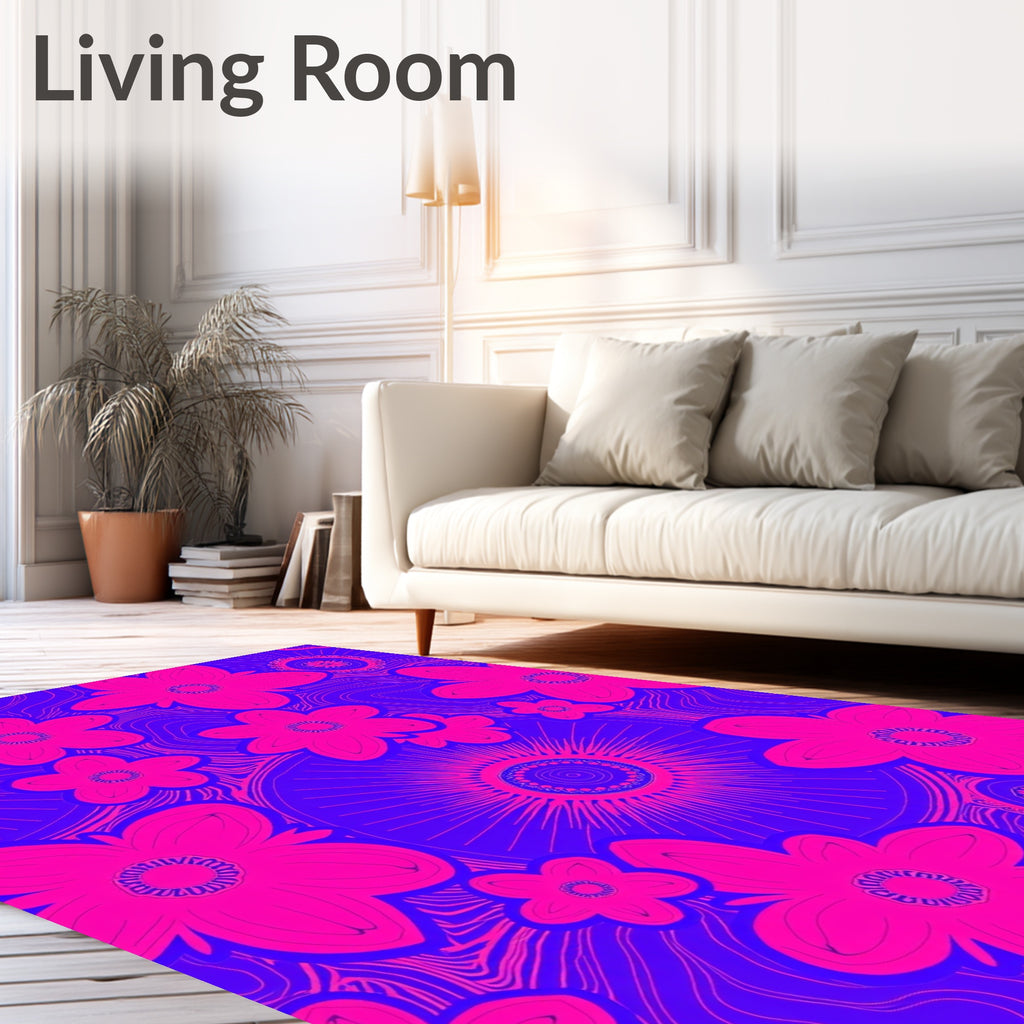 Vibrant Floral Wave Pattern Rug
