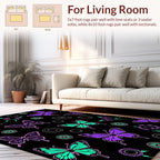 Pretty Purple Teal Butterfly Pattern Rug