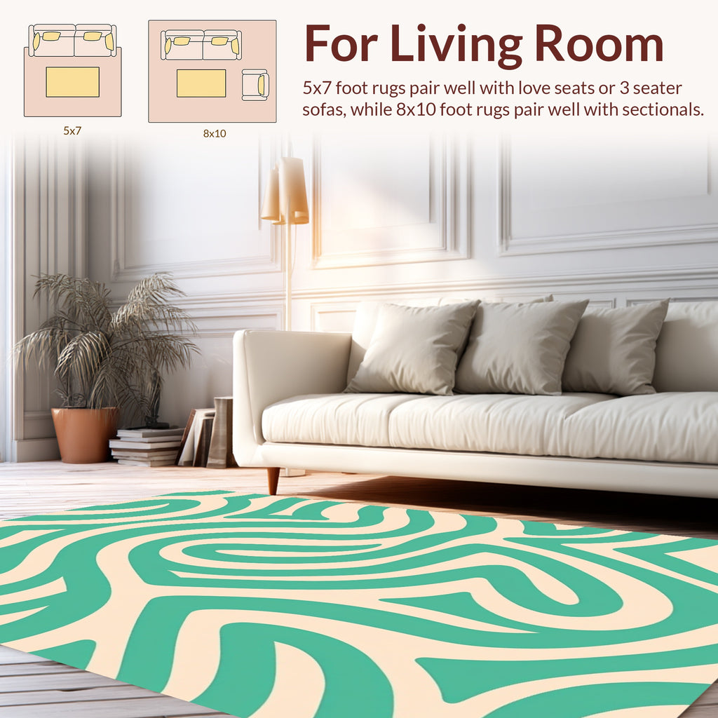 Teal Swirl Pattern Design Rug