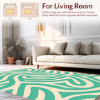 Teal Swirl Pattern Design Rug