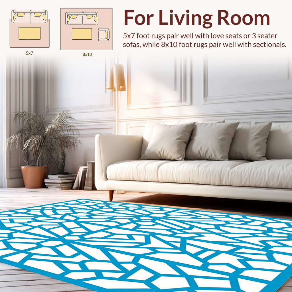 Geometric Blue Abstract Pattern Rug