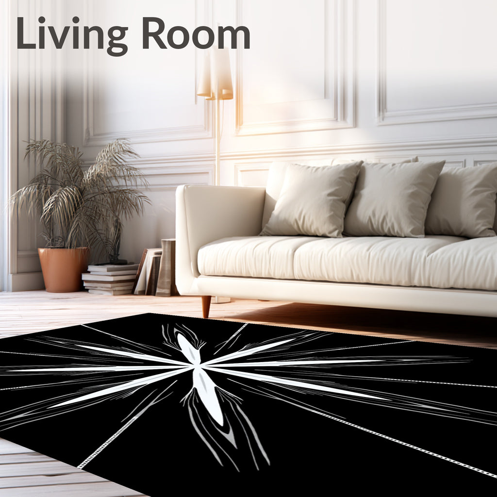 Symmetrical Starburst In White And Grey Rug