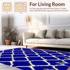 Blue Geometric Overlay Arch Pattern Rug
