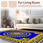 Royal Blue Yellow Ornamental Medallion Rug