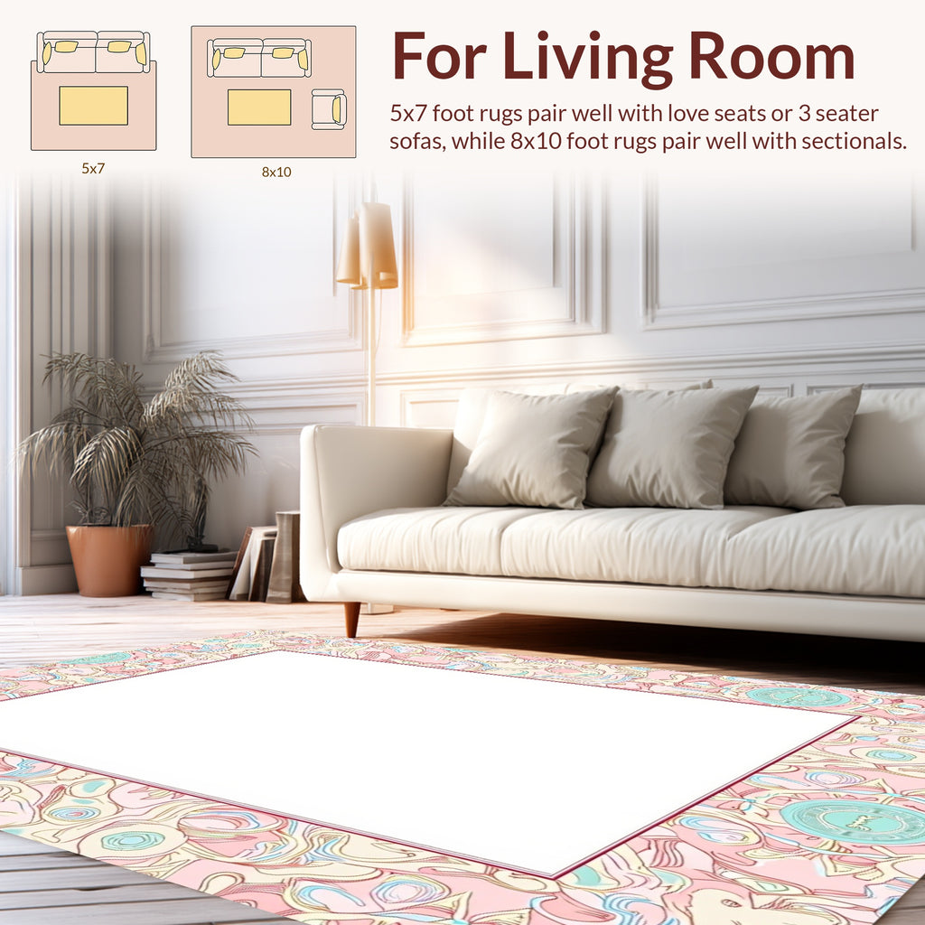 Whimsical Abstract Floral Pattern Design Rug