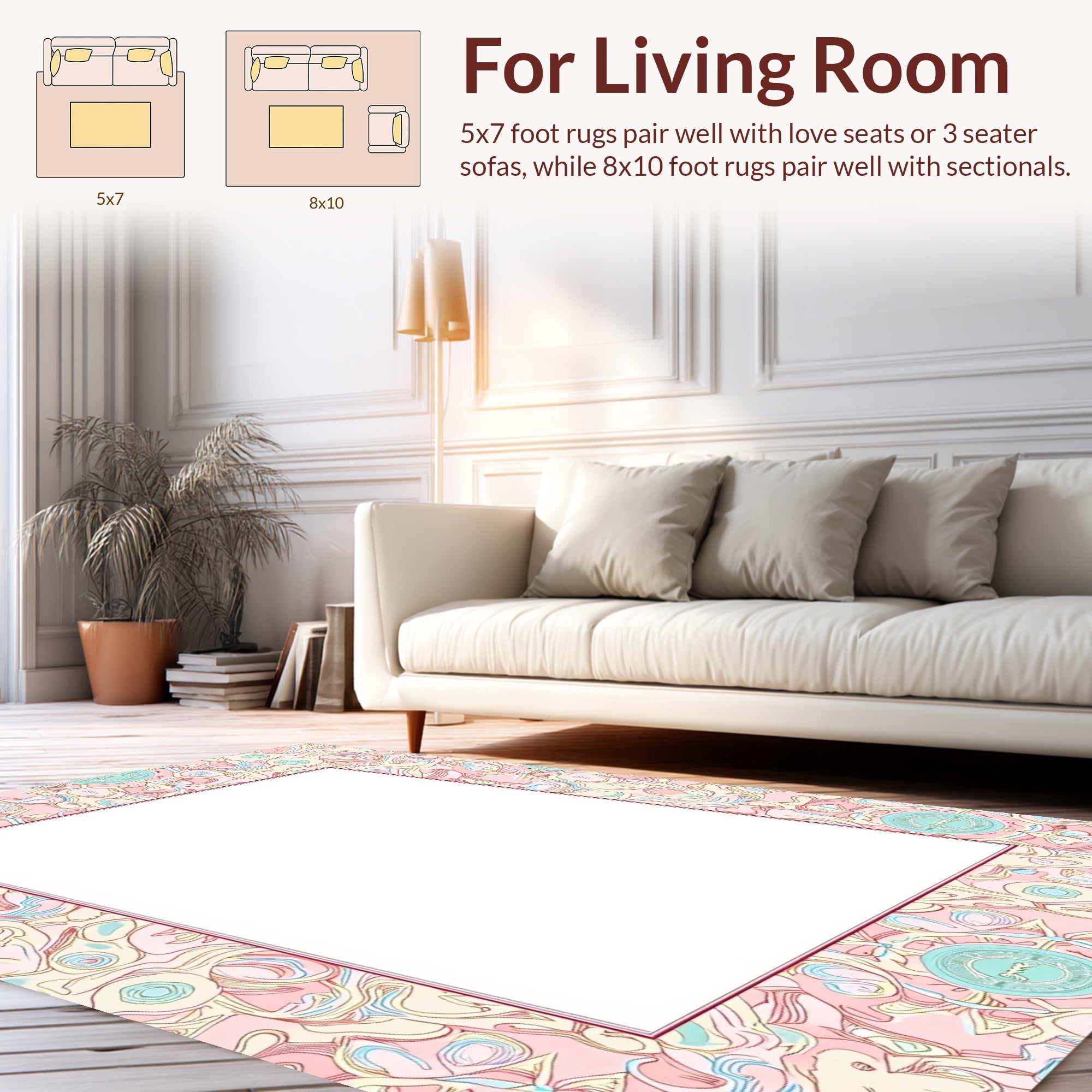Whimsical Abstract Floral Pattern Design Rug