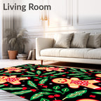 Festive Gingerbread Man Holly Yuletide Rug
