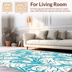 Aqua Flowing Vine Nouveau Pattern Rug