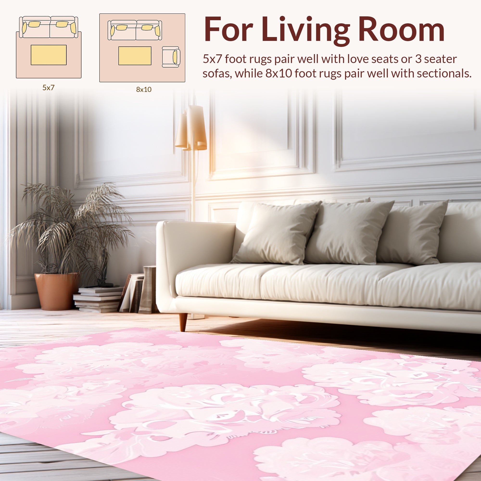 Soft Pink Floral Cloud Pattern Rug