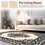 Ornate Black Cream Medallion Rug