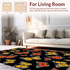 Black Orange Yellow Butterfly Pattern Rug