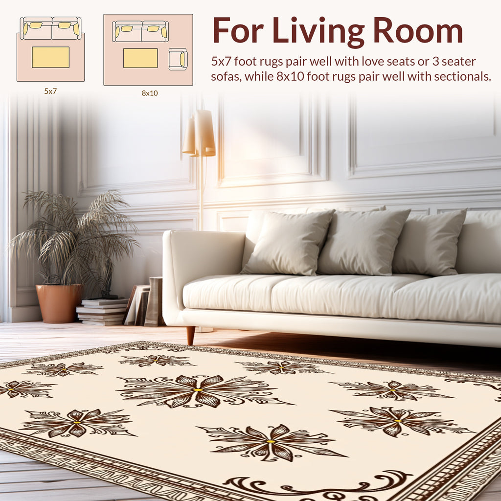 Classic Floral Scrollwork Mandala Design Rug