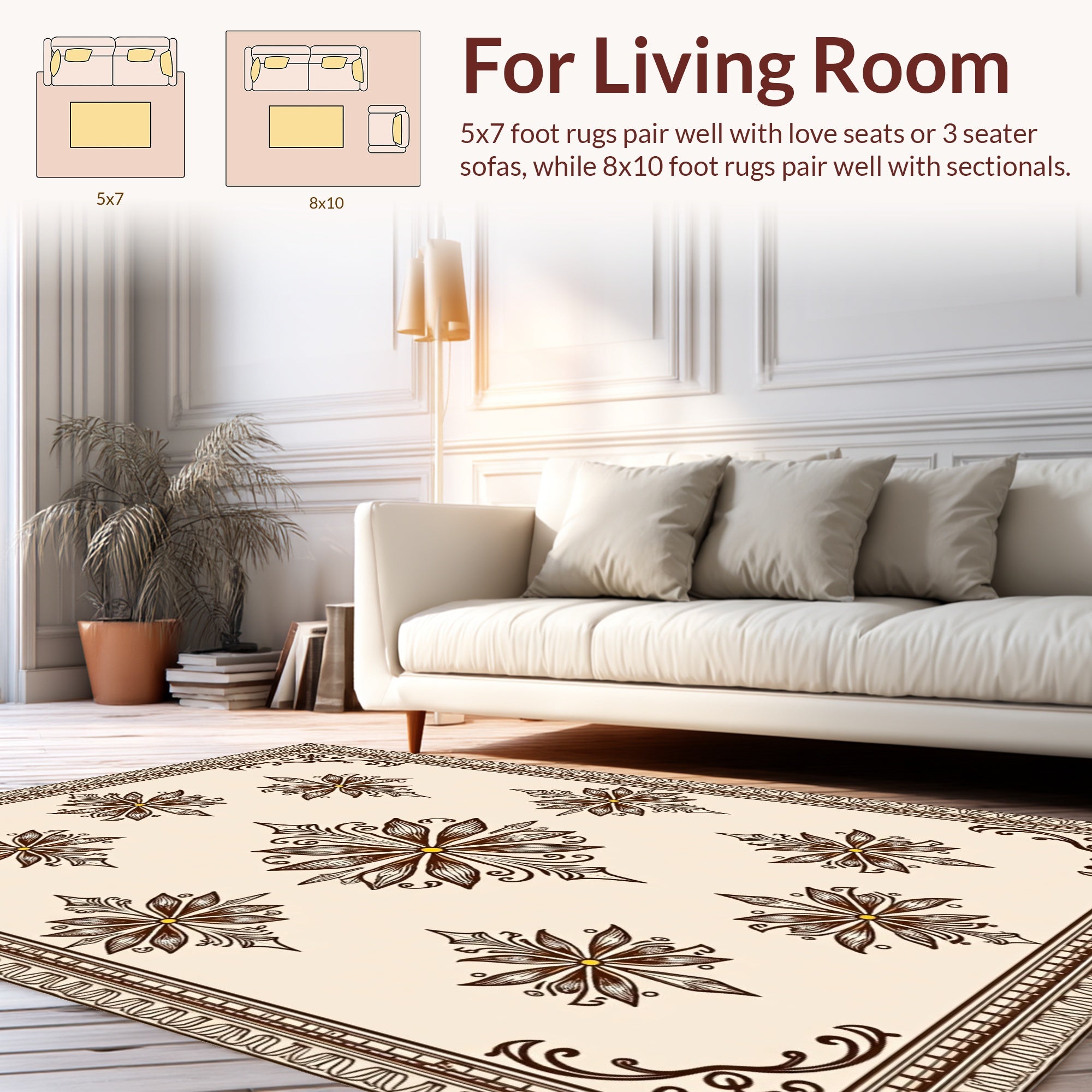 Classic Floral Scrollwork Mandala Design Rug