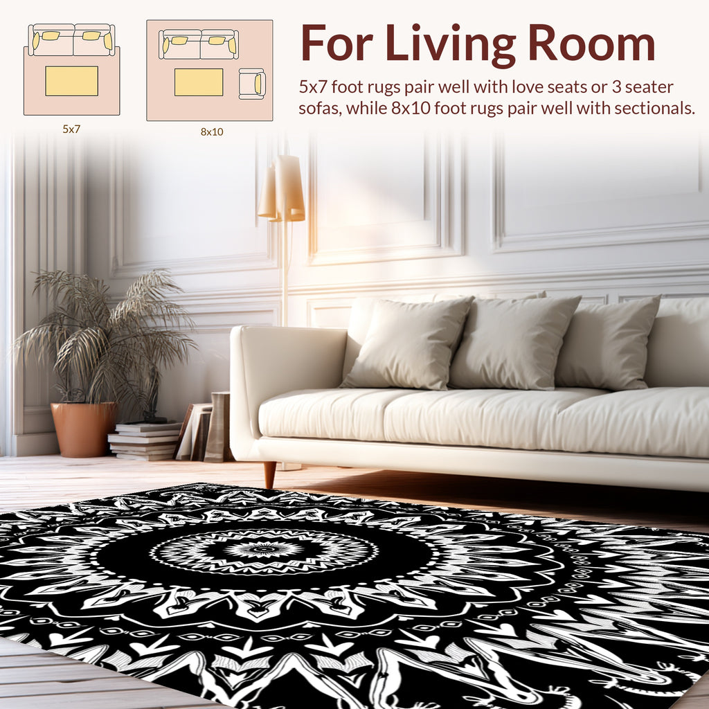 Monochromatic Intricate Mandala Pattern Rug