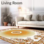 Golden Sunburst Ornate Scrollwork Rug