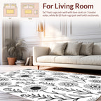 Simple Floral Outline Line Art Rug