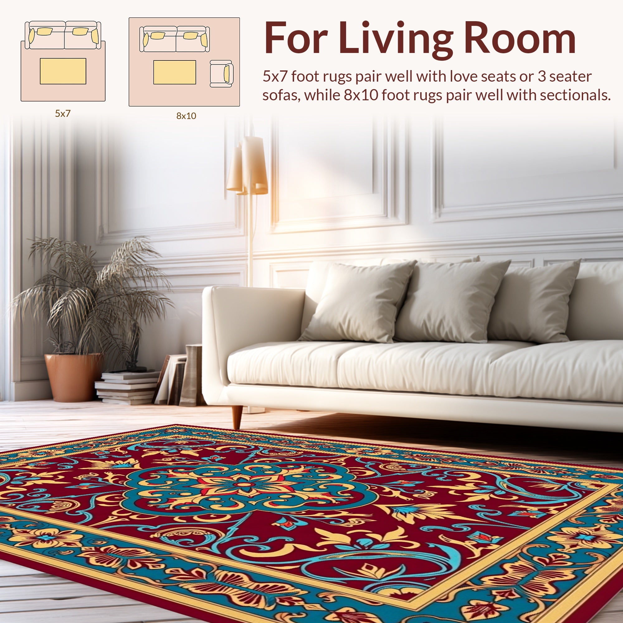 Intricate Floral Medallion Red Rug