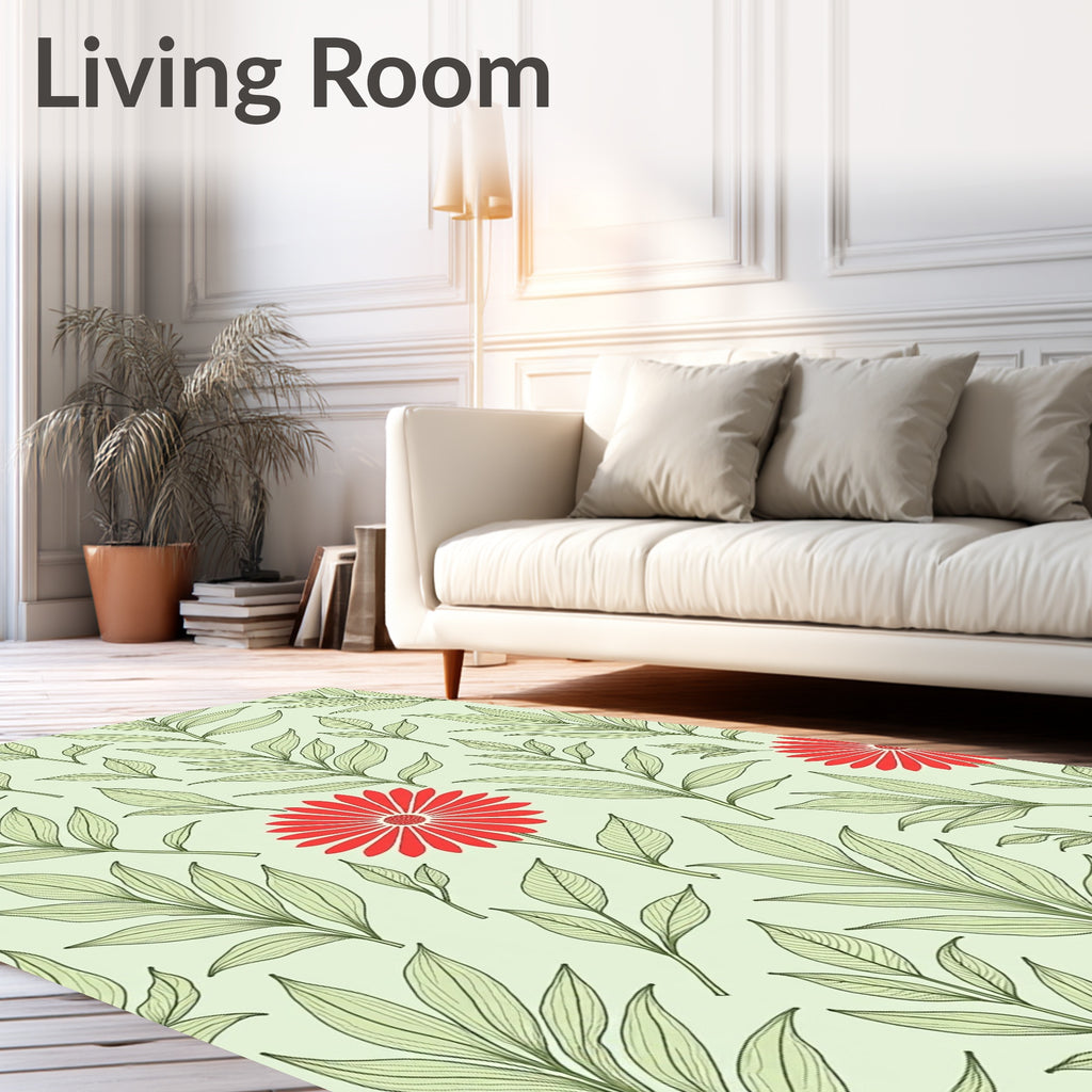 Red Daisy Vine Pattern Rug