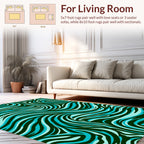 Cool Blue Wavy Zebra Striped Rug