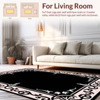 Delicate Floral Scrollwork Framed Rug