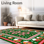 Winter Village Red White Green Holiday Rug