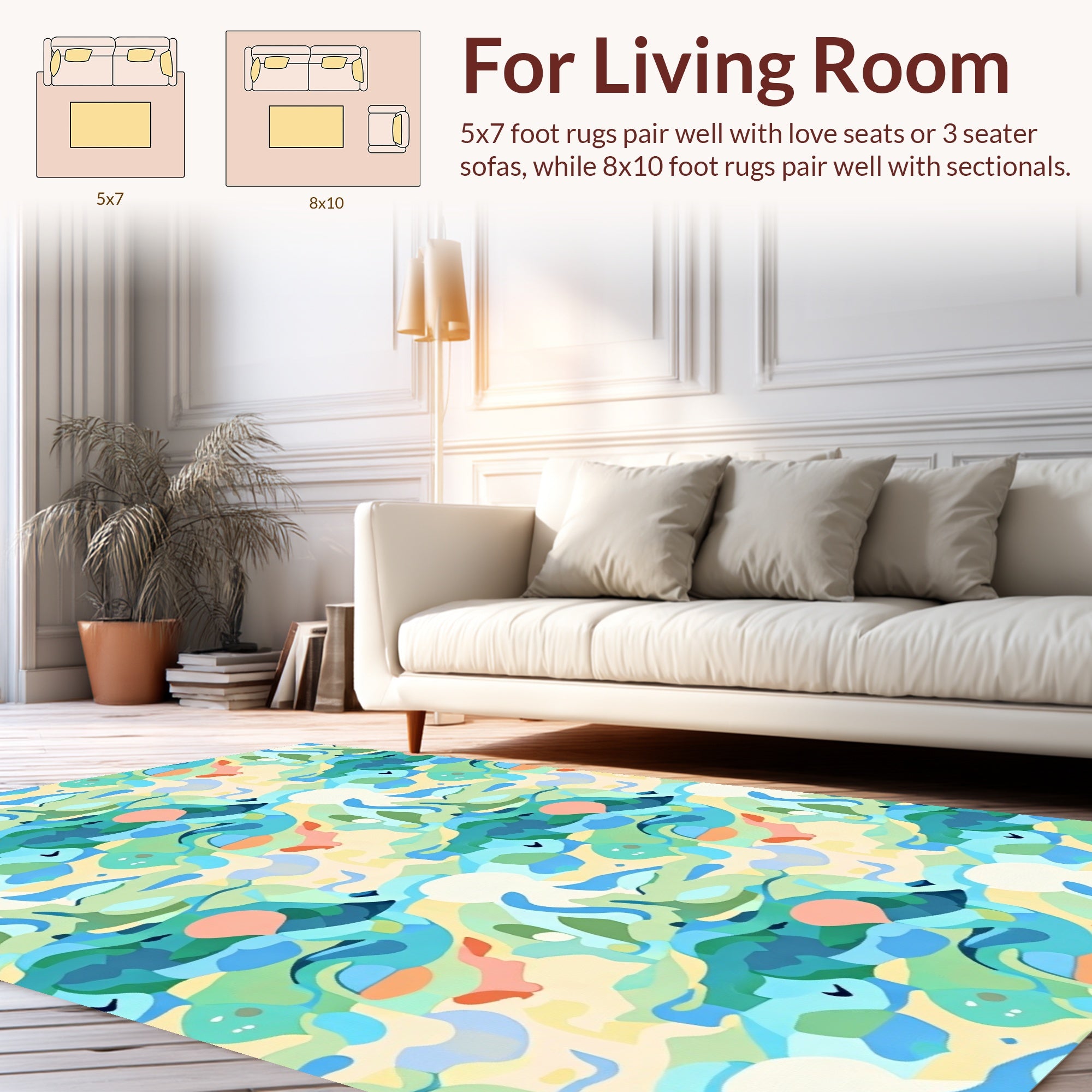 Abstract Ocean Shapes Pattern Rug