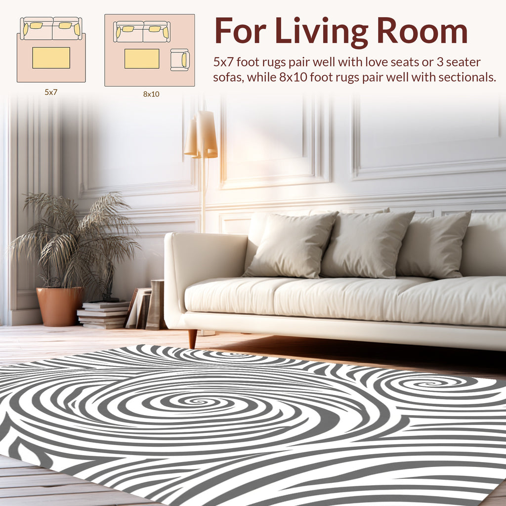 Flowing Gray Swirl Pattern Rug