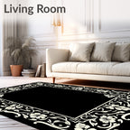 Ornate Floral Scrollwork Border Design Rug