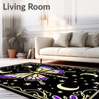 Cosmic Butterfly Purple Crescent Moon Background Rug